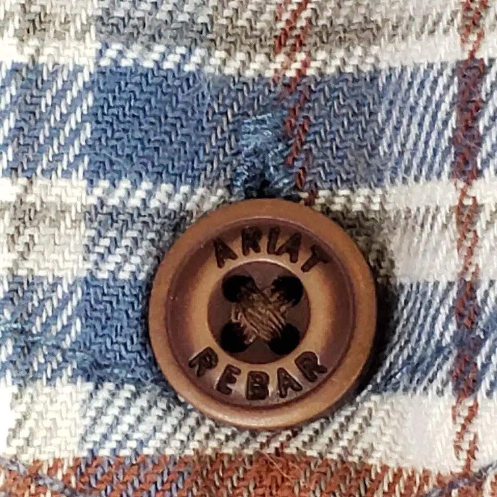 Ariat Rebar Shirt Men’s Size XXLT Tall Blue Plaid Long Sleeve Button Down
